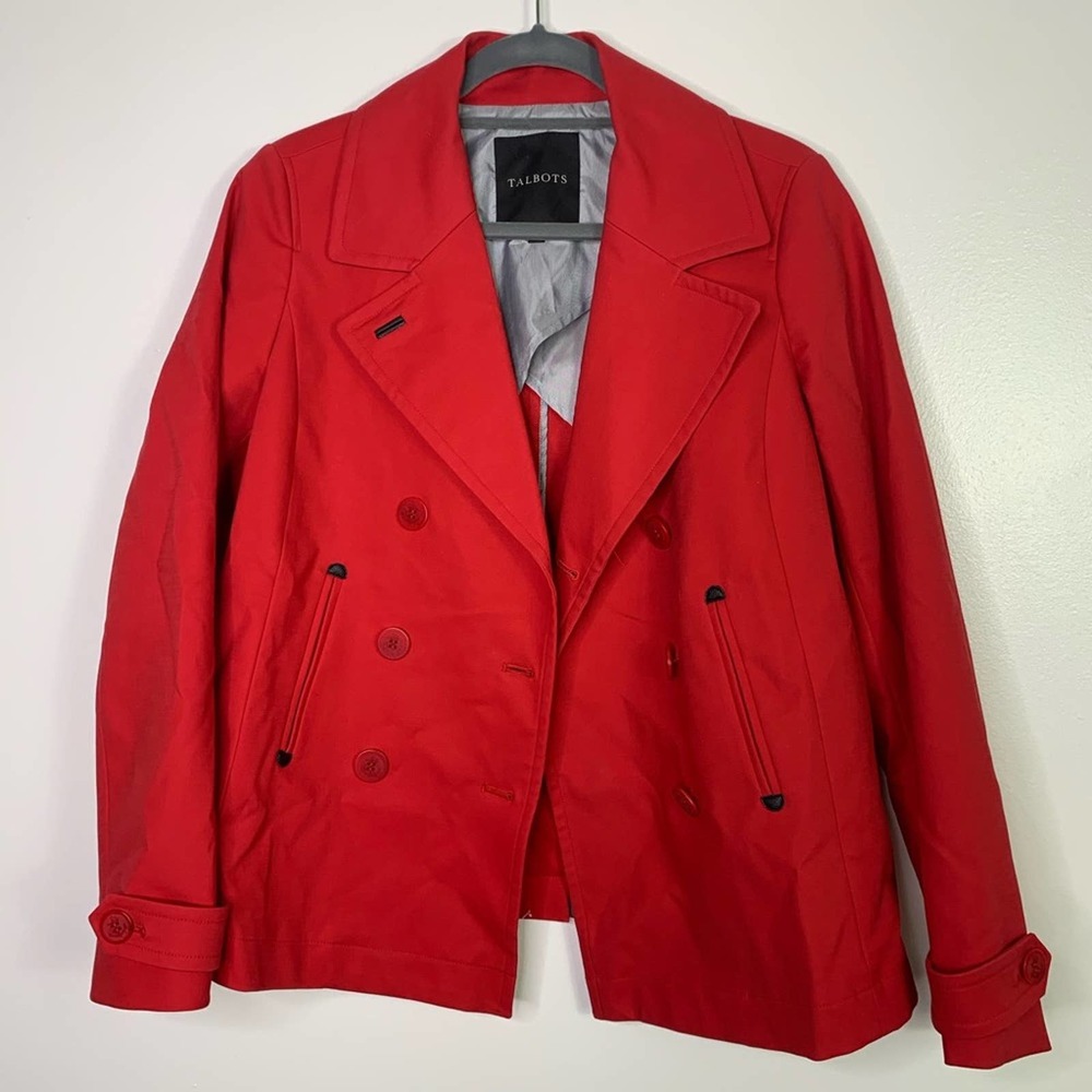 Talbots Red Lightweight Double Breasted Peacoat - image 5